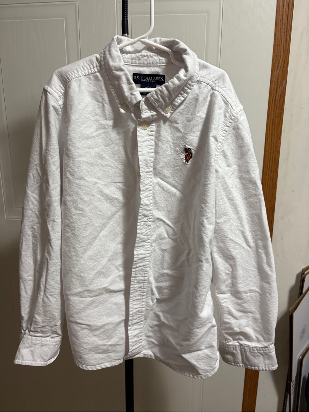 U.S. Polo Assn. White Button-Down Oxford Shirt with Embroidered Logo